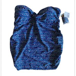 NWT Beach Bump Maternity Swim Tankini Top Blue Print Detachable Strap Size M
